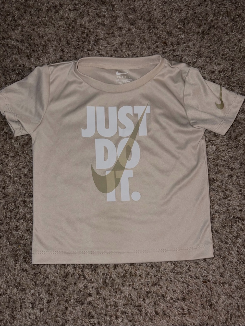 Nike Kids Short Sleeve 'Just Do It' Tee - Beige & White